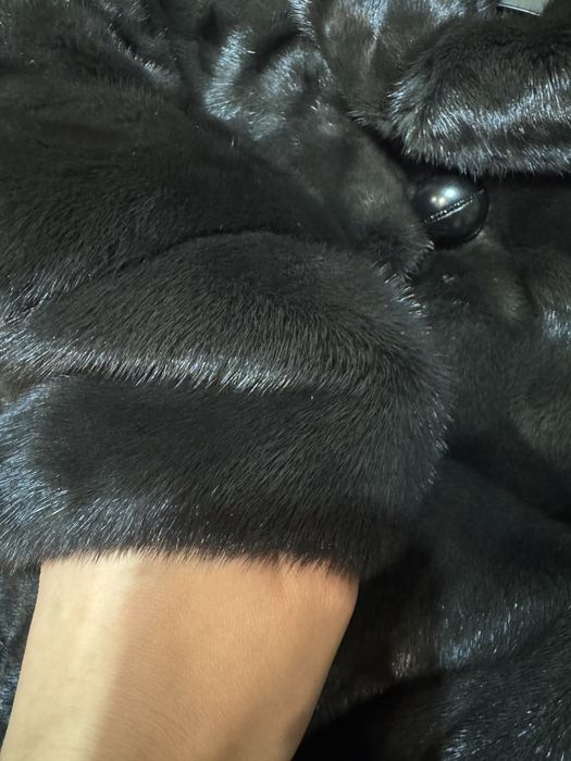 Шуба из натурального меха норки, трансформер 90 см с капюшоном