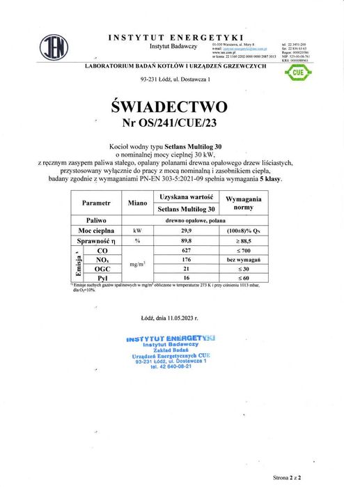 Kocioł zgazujący drewno SETLANS Multilog 30 kW