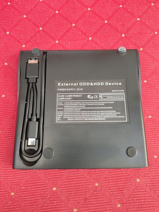 Nagrywarka DVD CD zewnętrzna przenośna napęd optyczny USB kieszeń czarna  do komputera PC Laptopa
