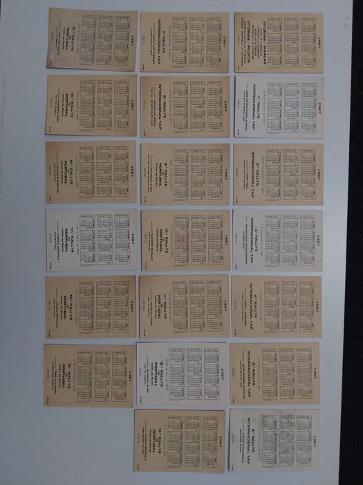 Calendários Rallye Internacional TAP