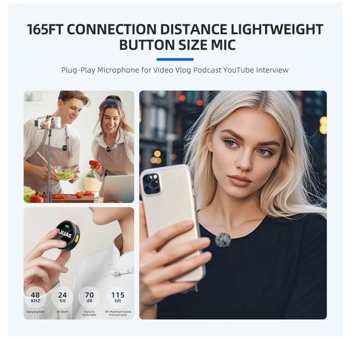 Microfone de lapela sem fio BALILA para iPhone e Android