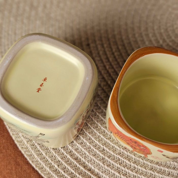 Керамічна чайна піала ❱ квадратна з кольоровим малюнком ❰ 140мл