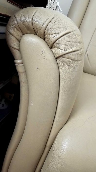 Skórzana sofa, beżowa nierozkładana