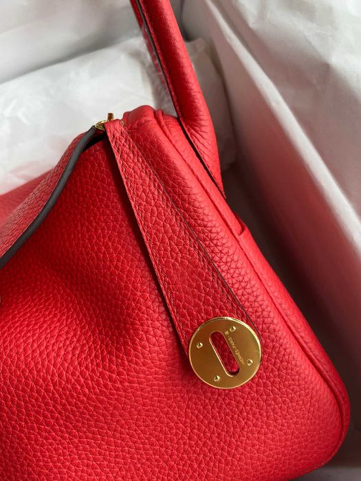 Hermes Lindy 26 cm Czerwona torba