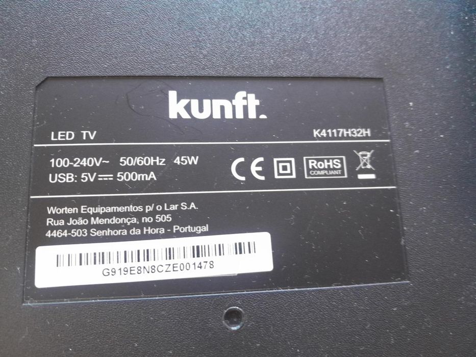 Tv kunft 32'polegadas com suporte de parede