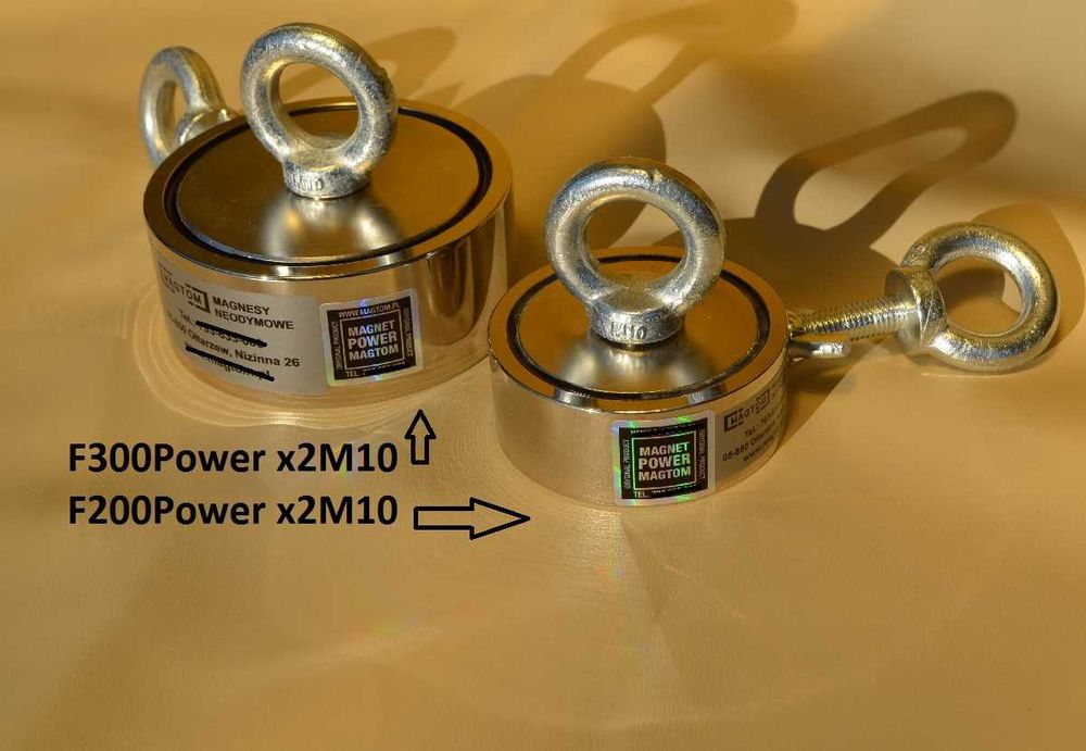 Magnes neodymowy do poszukiwań z wody złomu F200 2x290kg Magtom