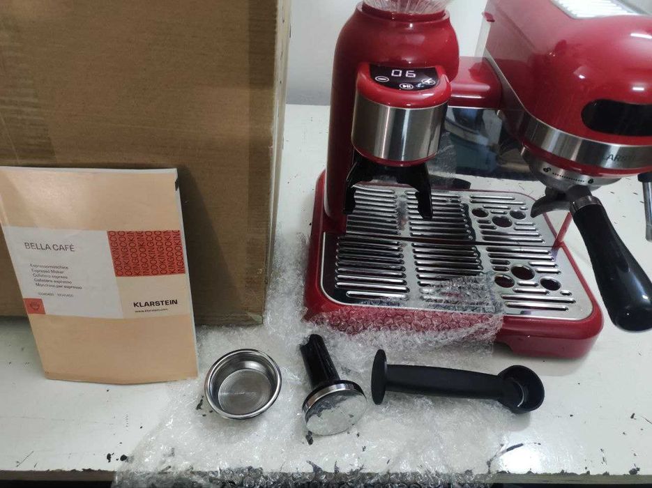 Кофеварка с кофемолкой ріжкова кавоварка Klarstein Bella Café 20 бар