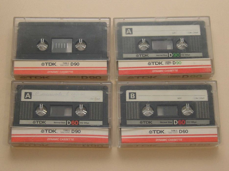 Аудио кассета  TDK D90/60. Japan. 4 шт.
