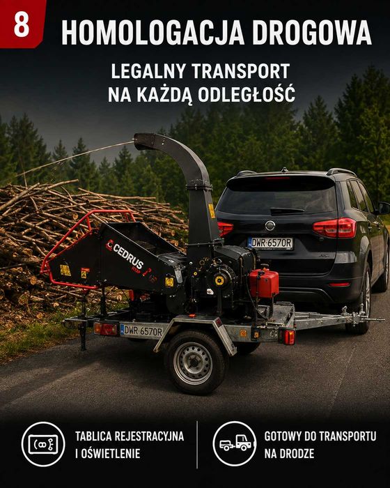 Cedrus R13P Rębak 13 cm podajnik hydrauliczny homologacja