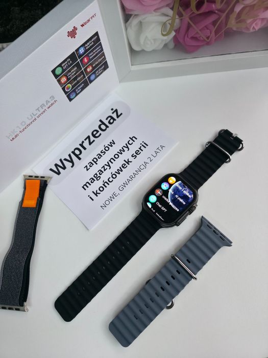 Smartwatch HK Ultra 3 AMOLED 2,12", połączenia, sport, – NOWY