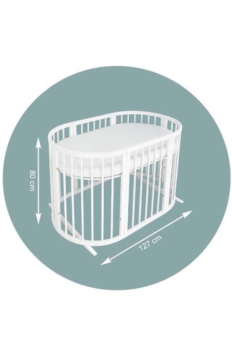 Овальне ліжечко royal sleep 9 в 1  білий колір