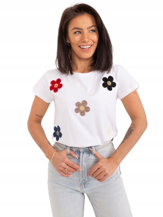 T-shirt Z Aplikacją Koszulka Damska Z Bawełny