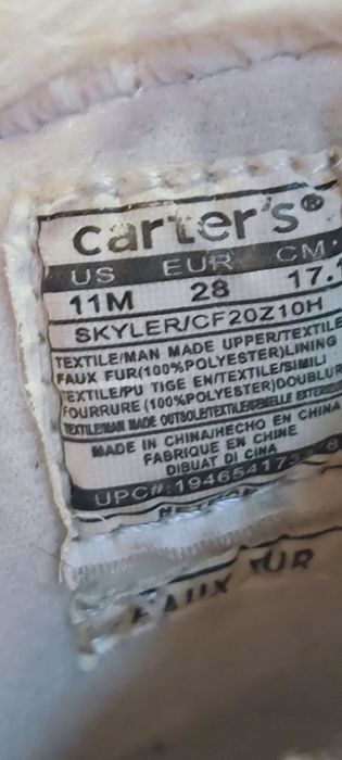 Зимові черевики Carter's розмір 28