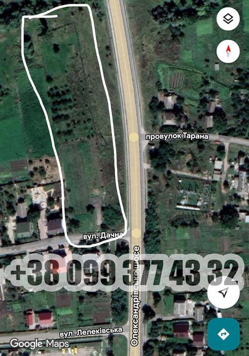 Красная линия Участок 68 соток Дачная 2а Олександрівське шосе