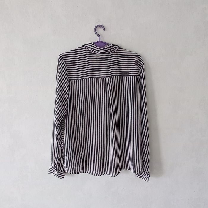 Koszula Paski Czarno Biała Na Guziki