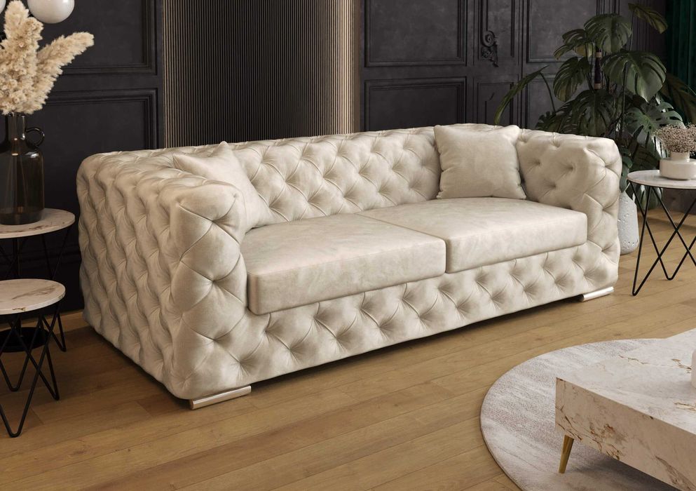 Sofa Chesterfield Rozkładana Funkcja Spania Elegancka VeroLux