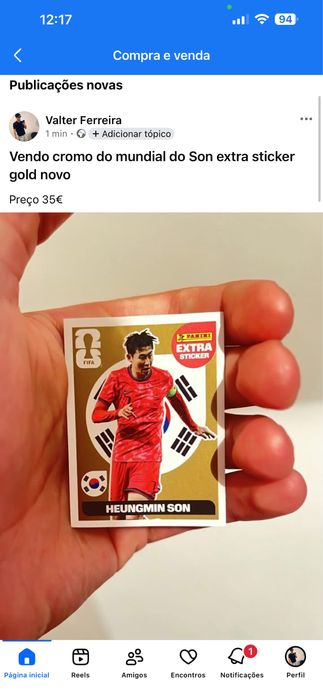 Cromo mundial sticker extra gold do Son