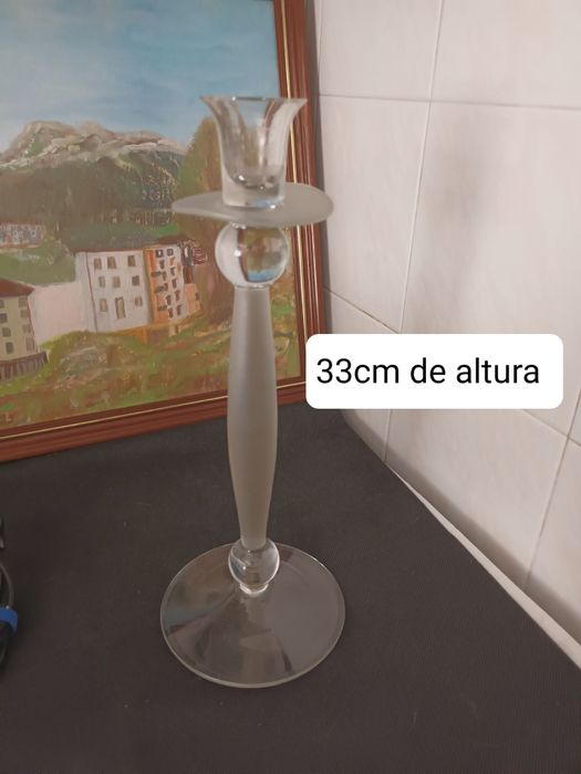 Par de candeeiros de mesa + oferta de castiçal cristal
