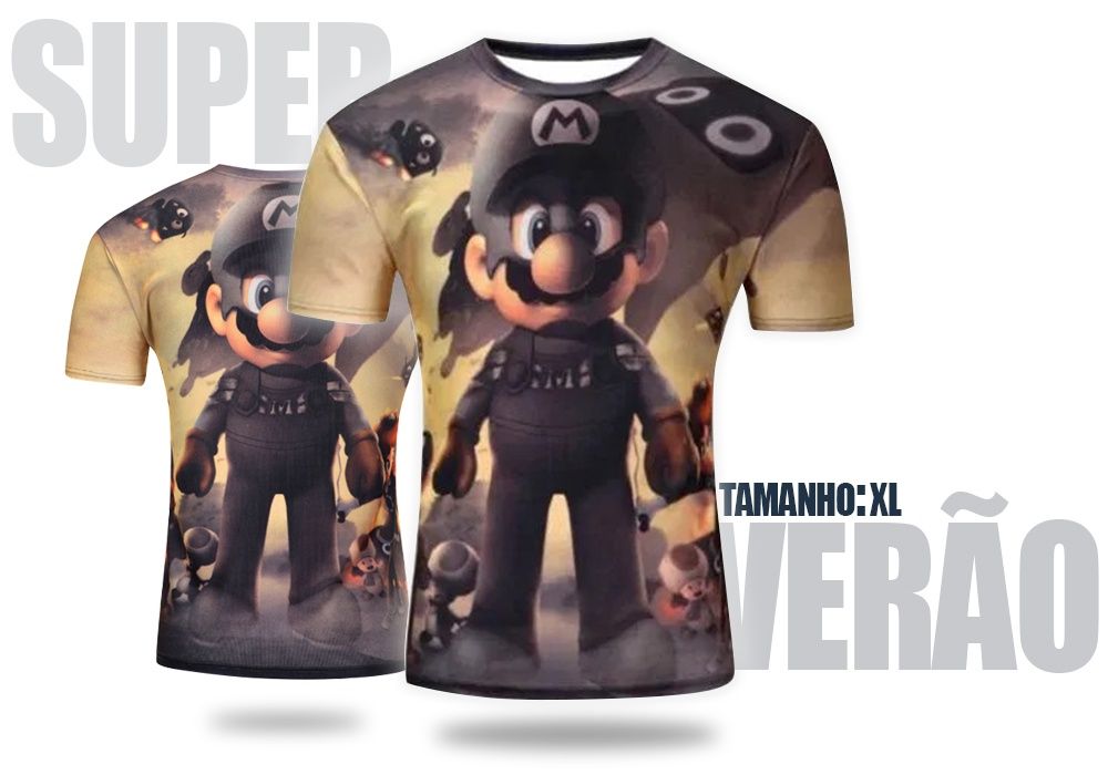 T-shirt super mario – Tecido respiravel – Nova