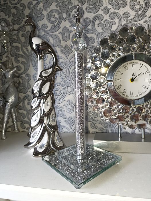 Stojak na papier srebrny lustrzany z kryształkami Glamour błyszczący