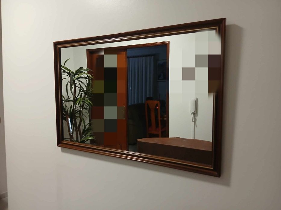 Sapateira em madeira e pedra - oferta espelho