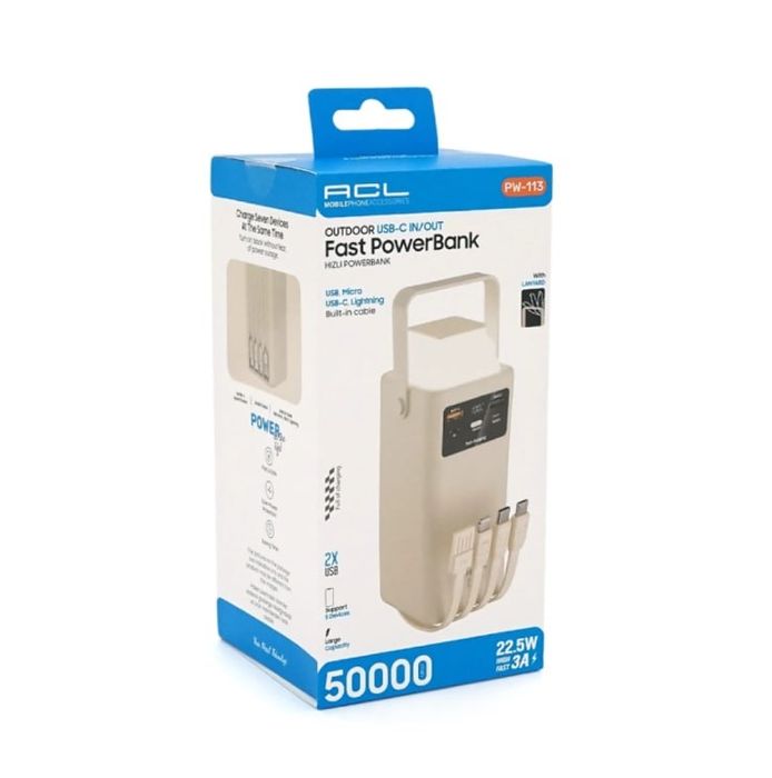Power Bank ACL 50000mah PD22,5W 3xUSB+USB-C