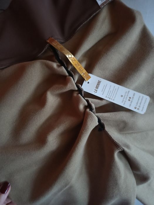 Legginsy La monne nowe rozmiar M czekoladowe eko skóra