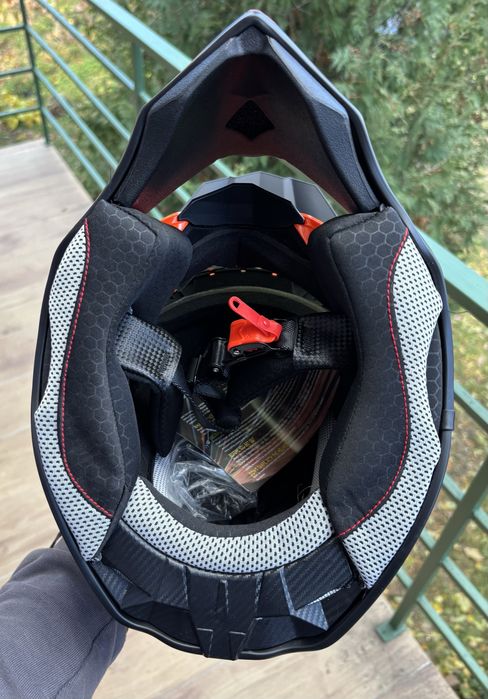 Мото Шолом шлем кросовий Enduro Exdrive FOX сірий оранжевий чорний orz