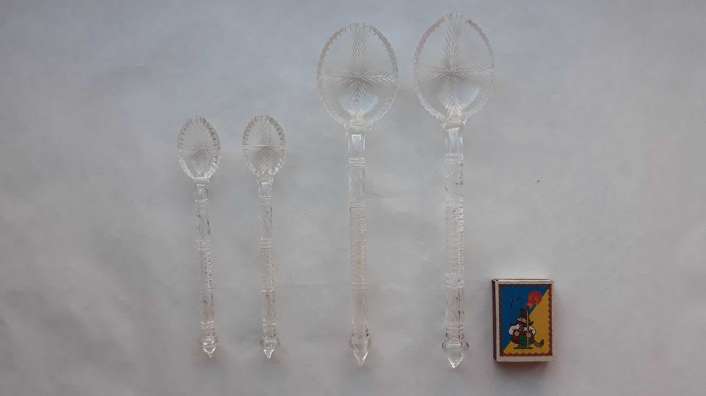 Хрустальные красивые ложки ссср ручной работы хрусталь 4 штуки