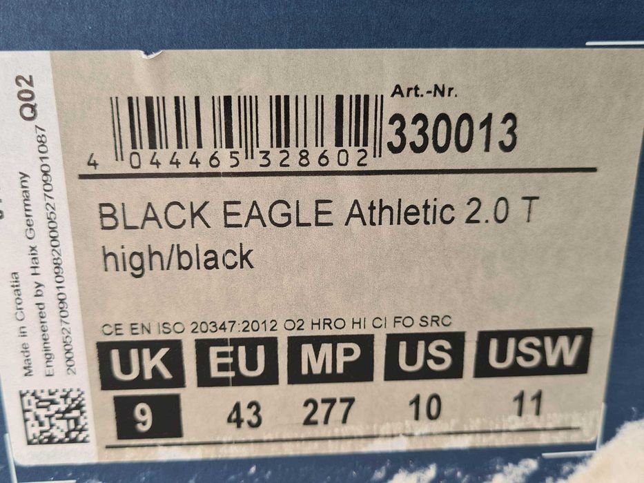 Botas Haix Black Eagle Athletic 2.0 T - 43 - NOVAS