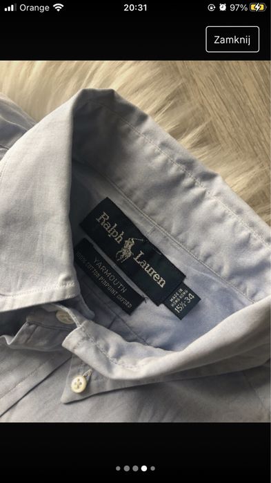 Męska błękitna jasnoniebieska koszula Ralph Lauren M L 15 1/2 34Yarmou