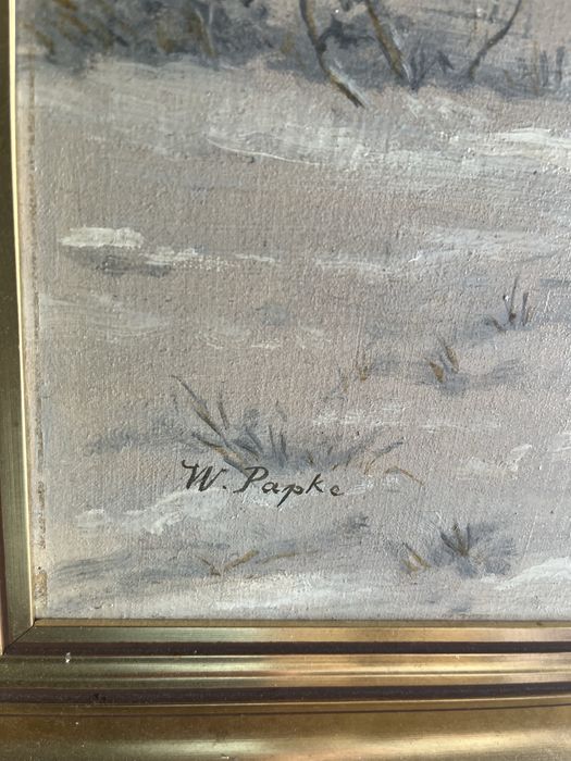 Obraz olejny zimowa scena