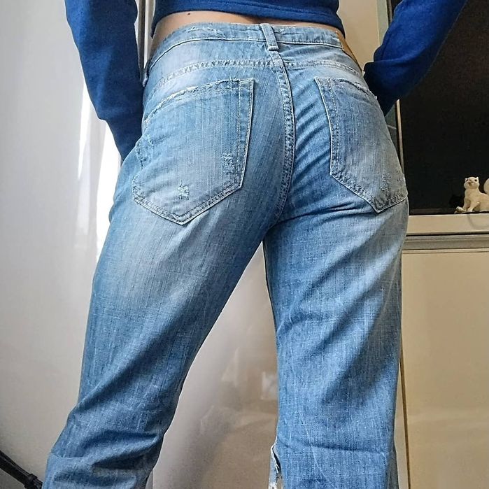 Jeansy damskie Gina Tricot 29/34 M przetarcia dziury