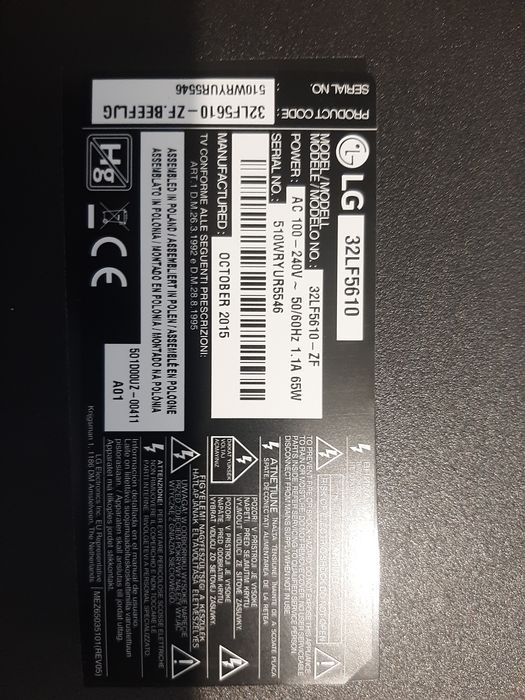 Телевізор LG 32LF5610-ZF.  Продається на запчастини.Материнська плата  Ld55h  eax66164204. 1150грн.Блок живлення Lgp32d-15ch1 або eax66171501 850грн.