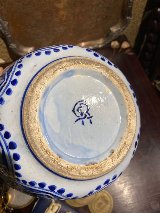 Vaso Cachepot Caldas da Rainha 22 cm Séc XIX Assinado Marcado