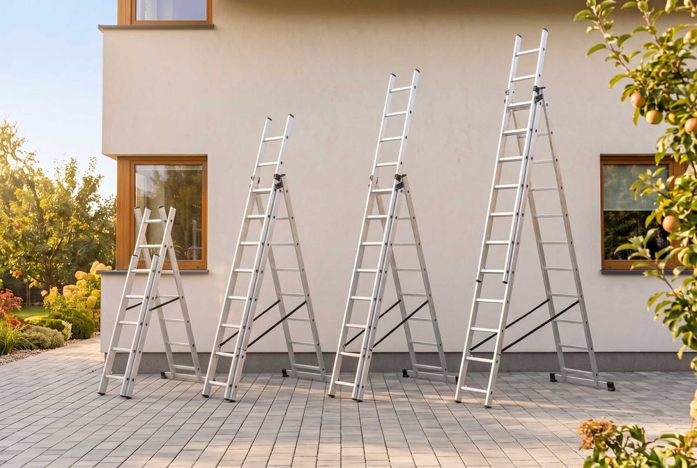 Drabina Wielofunkcyjna Aluminiowa Rodzaje - 3x7 3x8 3x9 3x10 3x11 3x12 3x15 | Opcja na Schody Zasięg do 10,8m Nośność 150kg | Stalowe Okucia Hak FV23%
