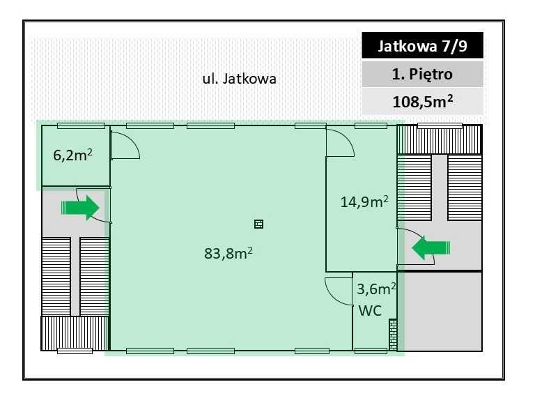 Klimatyzowany lokal biurowo-usługowy 108m2 - Plac Rubina