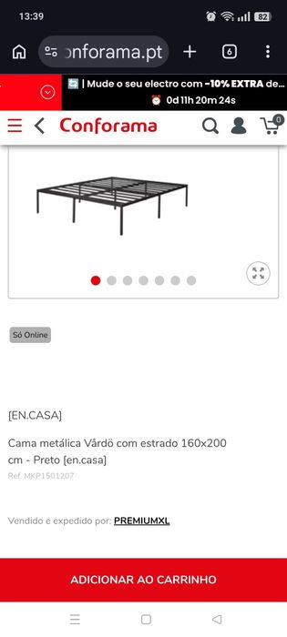 Cama com 3 semanas de uso
