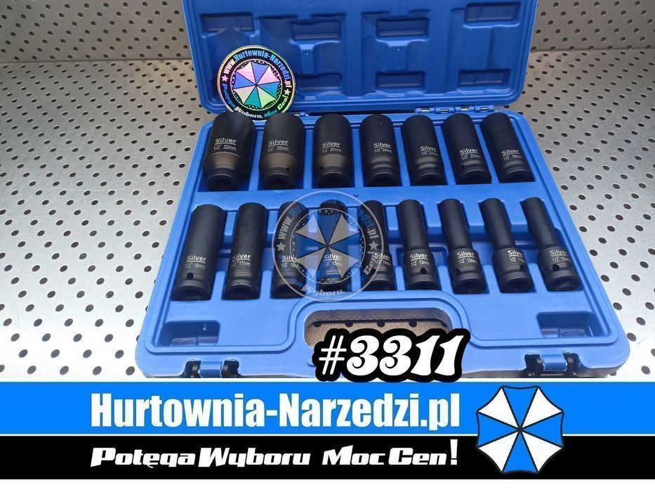 Nasadki udarowe 6-kątne Długie 1/2 10-32mm 16el nasadki udarowe długie