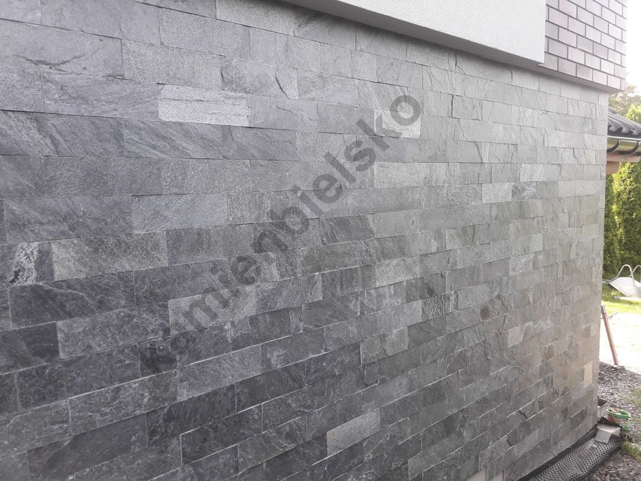 Płytki Łupek Silver Grey Kamień Naturalny 30x10 elewacja ogrodzenie