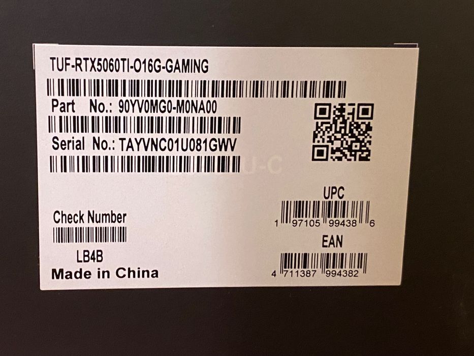 Відеокарта Asus RTX 5060 Ti TUF Gaming 16 GB OC NEW!