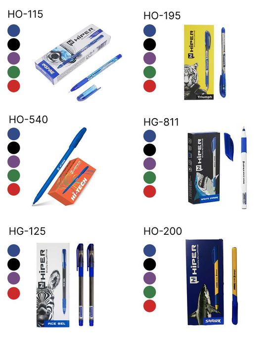Ручки Hiper опт синя/чорна/червона/зелена/фіолетова
