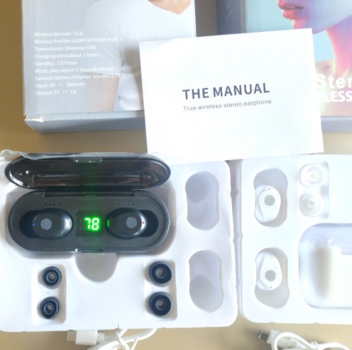 Fone Bluetooth 5.0, fone de ouvido TWS Hi-Fi desportivo suporte iOS/A