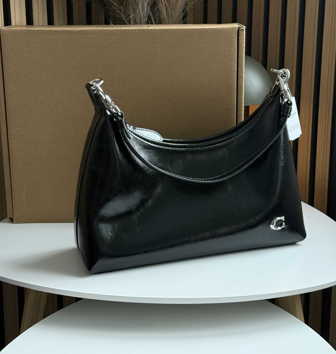 Шкіряна саумка Coach Juliet 30 чорна срібло