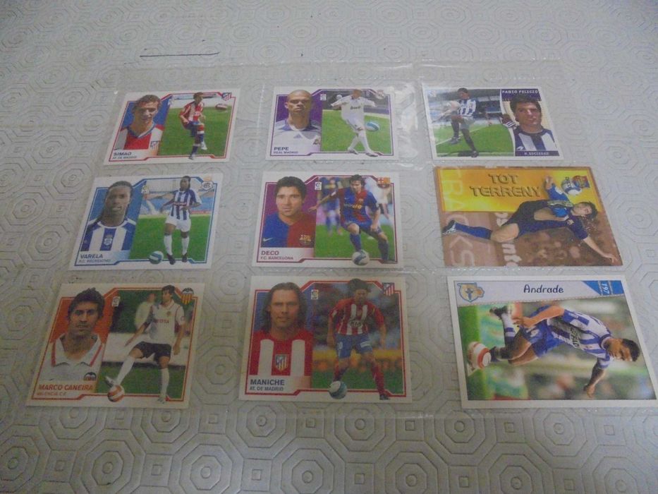 Lote de 63 cromos de jogadores portugueses da La Liga de 2005 a 2012