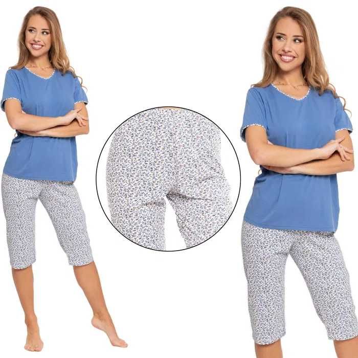 NOWA PIŻAMA damska MORAJ PIŻAMKA bawełniana spodnie 3/4 PLUS SIZE 3XL