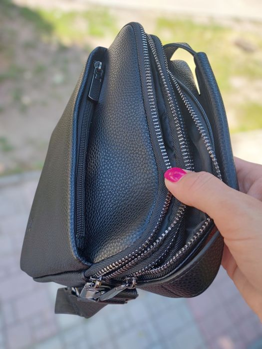 Сумка чоловіча Filippini шкіряна мужская через плече черная кожаная