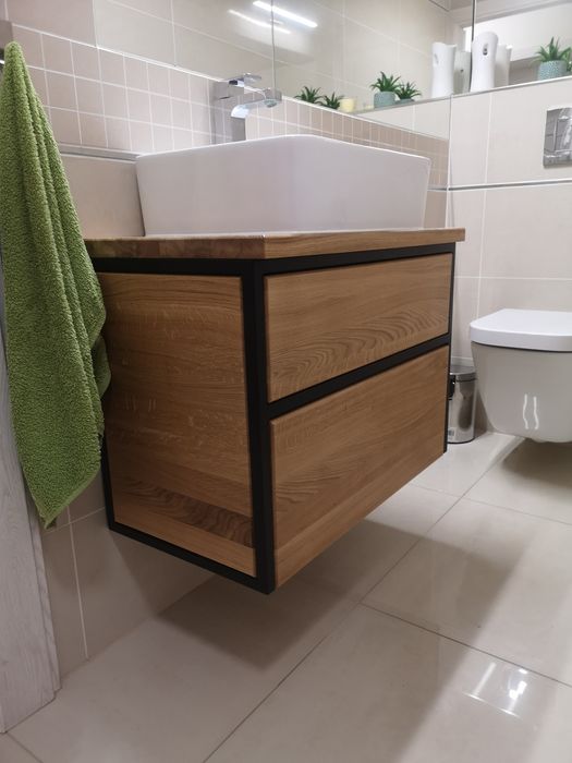 Toaletka, konsola loft, industrial, lity dąb