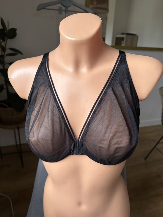 transparentny stanik czarny 85 D