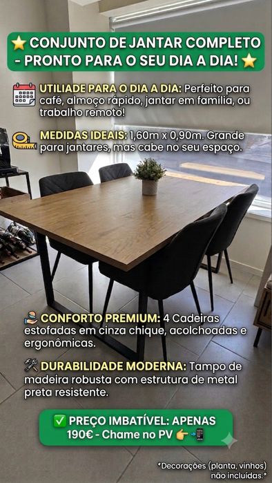Conjunto Mesa de Jantar 4 cadeiras